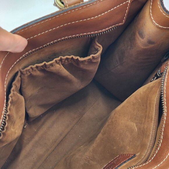 PATRICIA NASH Zancona Tooled Florence Brown Cognac Leather Tote - Picture 9 of 9